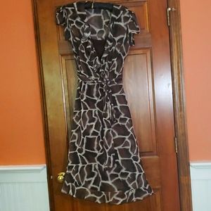 MSK  Animal print dress size 6 brown/cream
